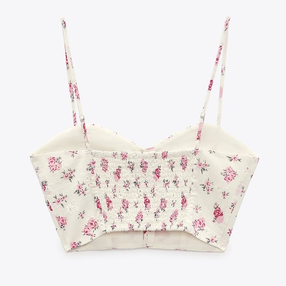 ZARA‎ FLORAL LINEN BLEND CORSET TOP - Picture 3 of 5